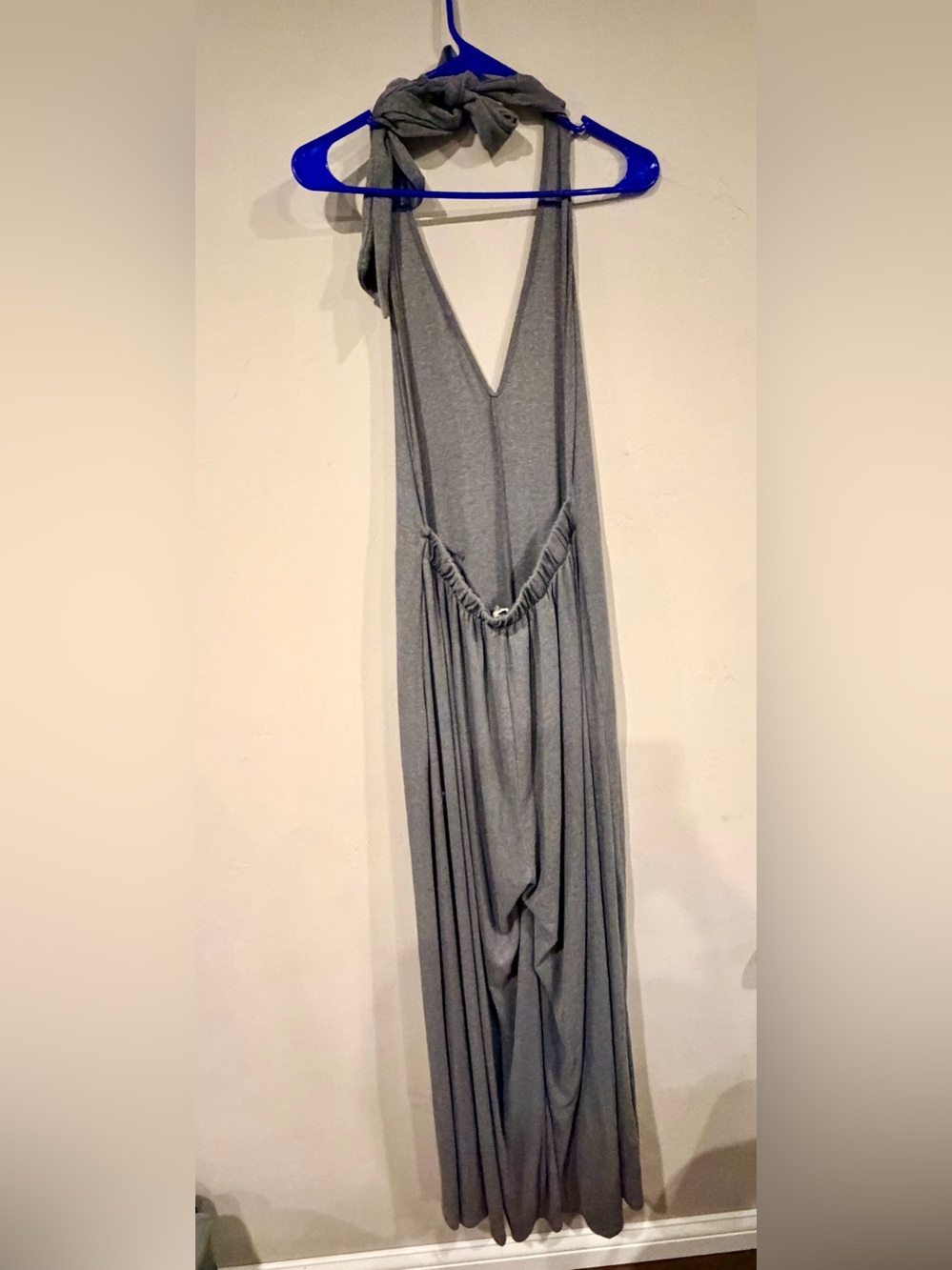 Free People Beach Halter-Neck Wide-Leg Jumpsuit Ribbed Gray MSRP $118 - Picture 3 of 7